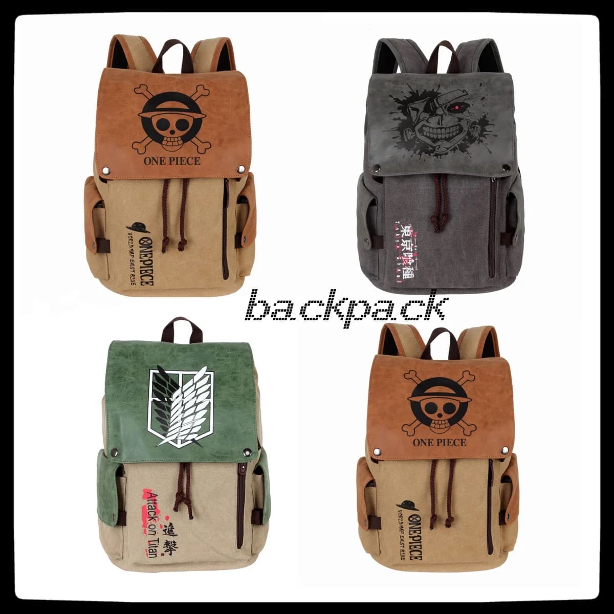 One Piece Anime Outdoor Backpack Attack Giant Canvas Durable Computer Bag 14 inch  women school backpack for college students