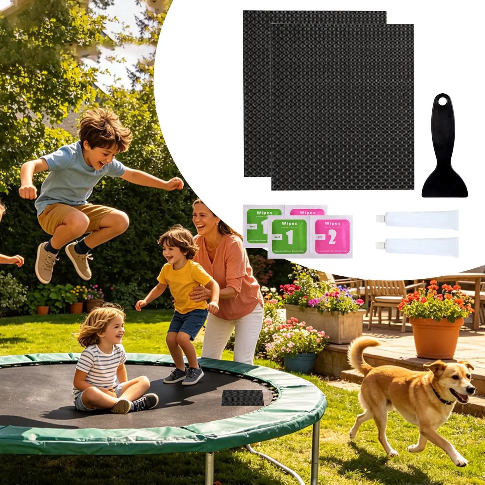 Trampoline Repair Kit Strong All Weather Cuttable Secure Trampoline Mat Patch Repair Kit For Home Garden Yard Patio Lawn