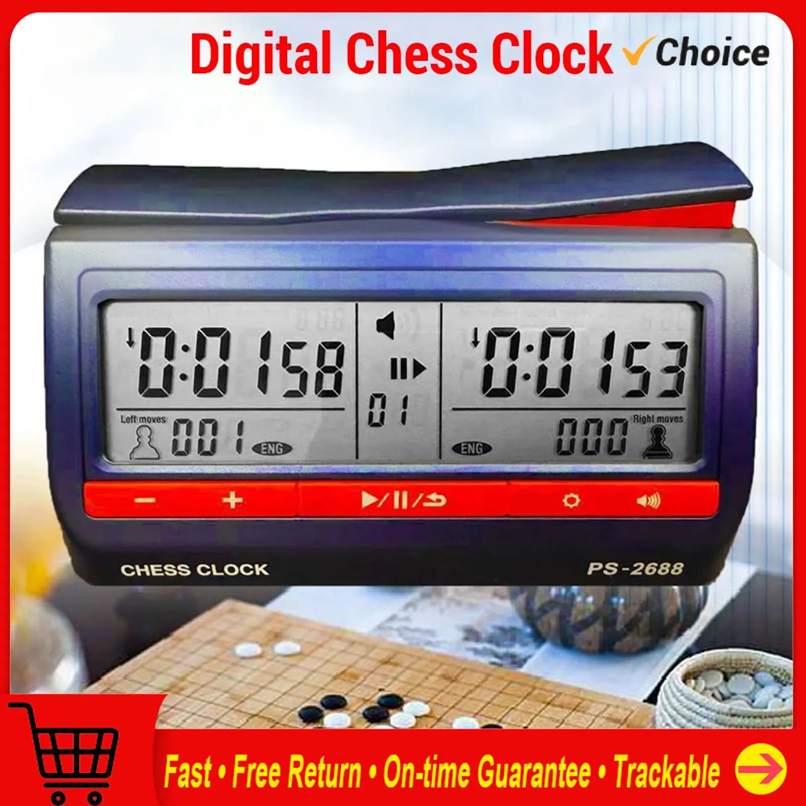 Digital Chess Clock LCD Screen ABS International Checkers Timer for Board Games and Chess I-Go Games And Other Games