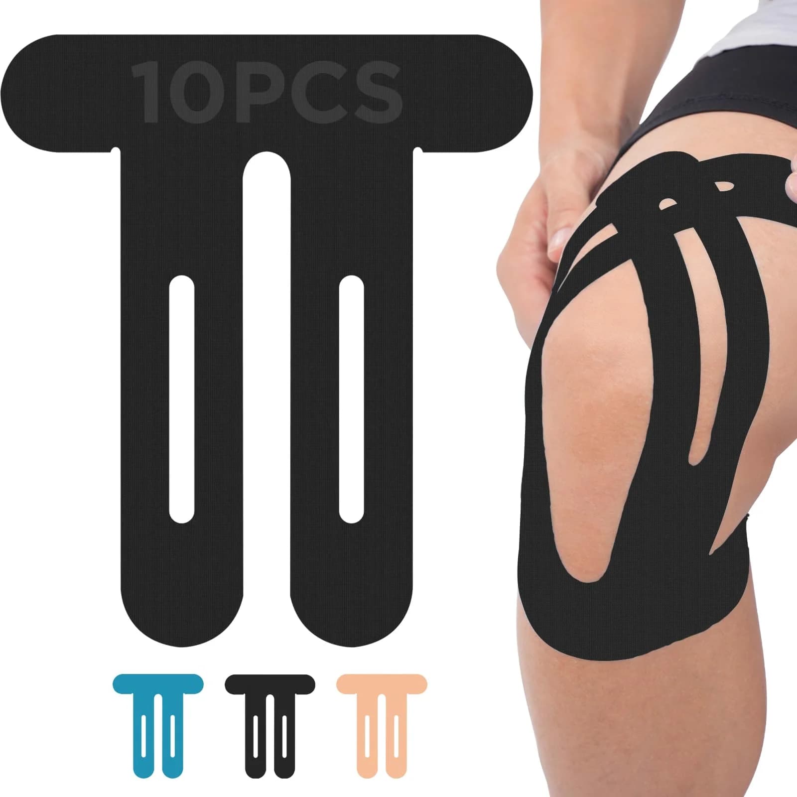 10pcs Kinesiology Tape for Knees, Knee Support & Stability, Knee Pain Relief Athletic Tape - Waterproof & Elastic, Breathable