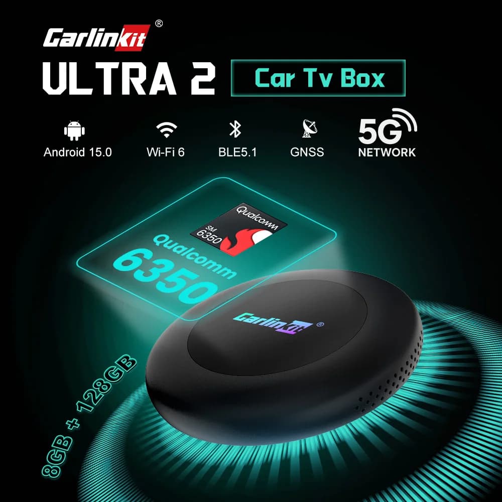 CarlinKit Ultra2 box Android 15.0 SM6350 Tv Box CarPlay Wireless Android Auto Wireless Adapter Support Youtube Netfilx IPTV GNSS