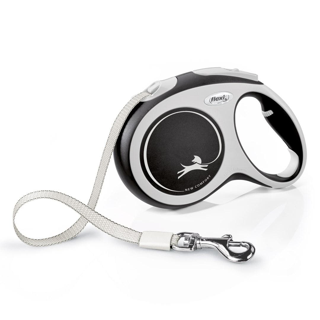 Hundesnor med rulle - flexi New Comfort L, 8 m, sort/grå