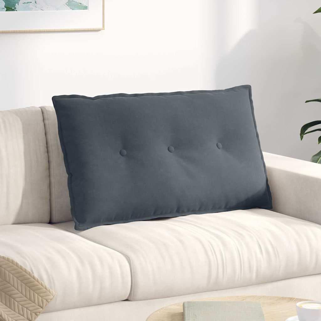 Rygpude i velour - mørkegrå 80 × 50 cm