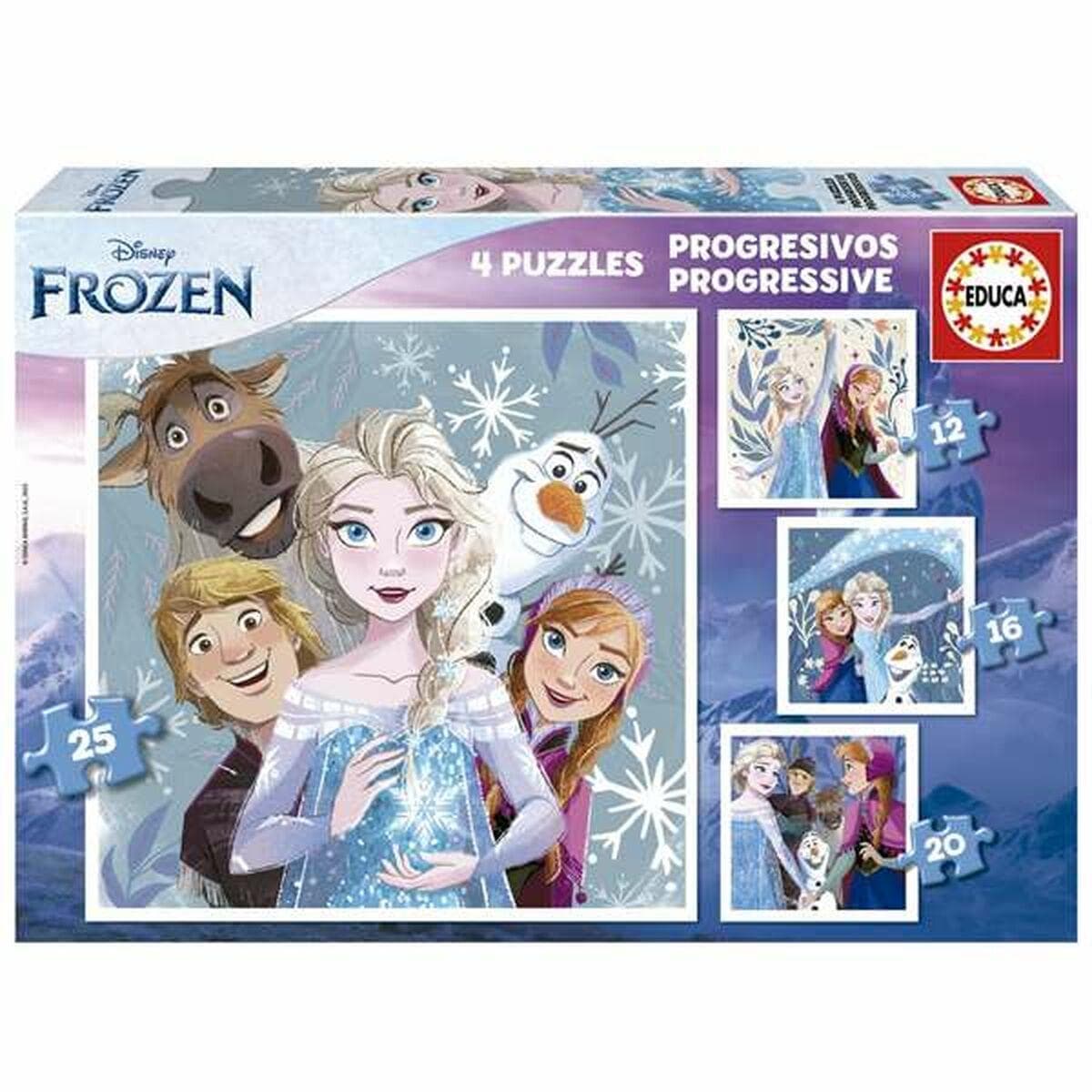 Puslespil Disney Frozen - Progressiv sværhedsgrad (4 i 1)