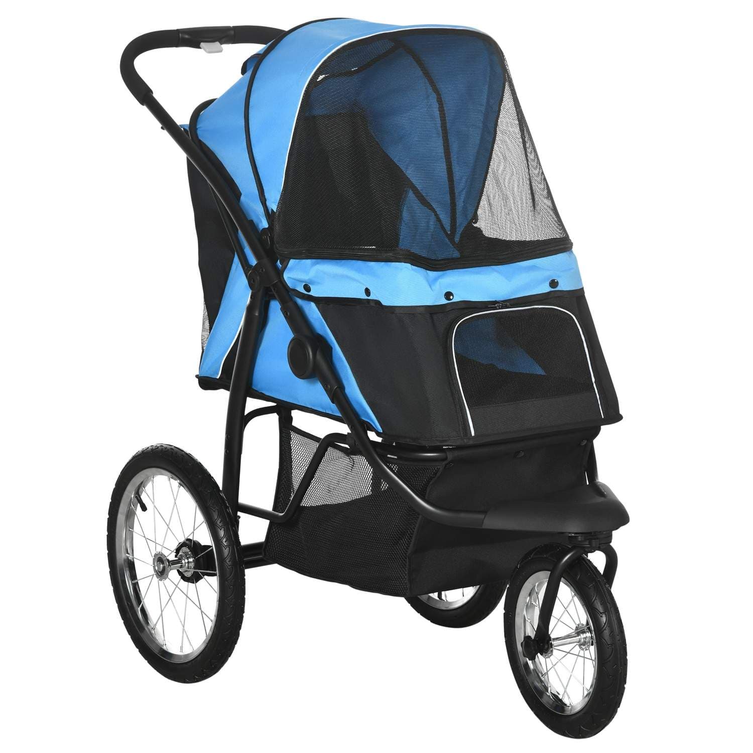 Sammenfoldelig Hundeklapvogn Blå med reflekser og solskærme