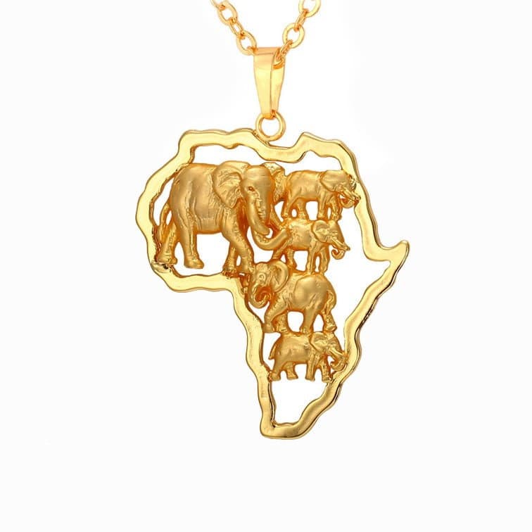 U7 Afrika Elefant Halskæde - Guld