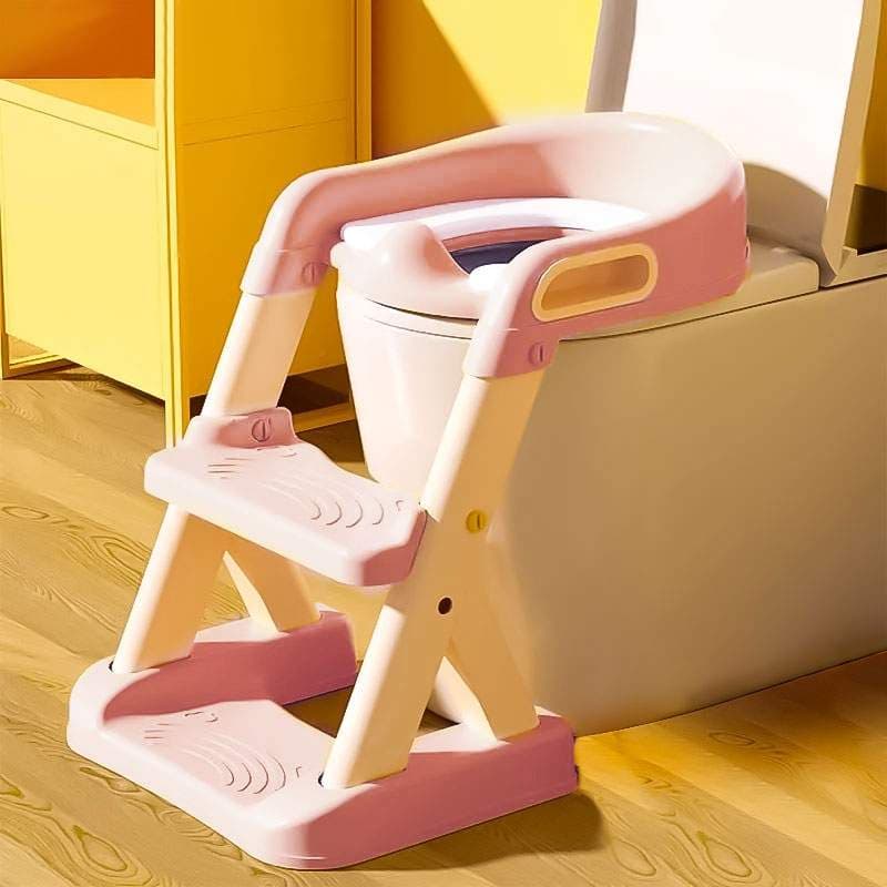 Pottetoilet med trappestige til børn gul ECOTOYS view 2