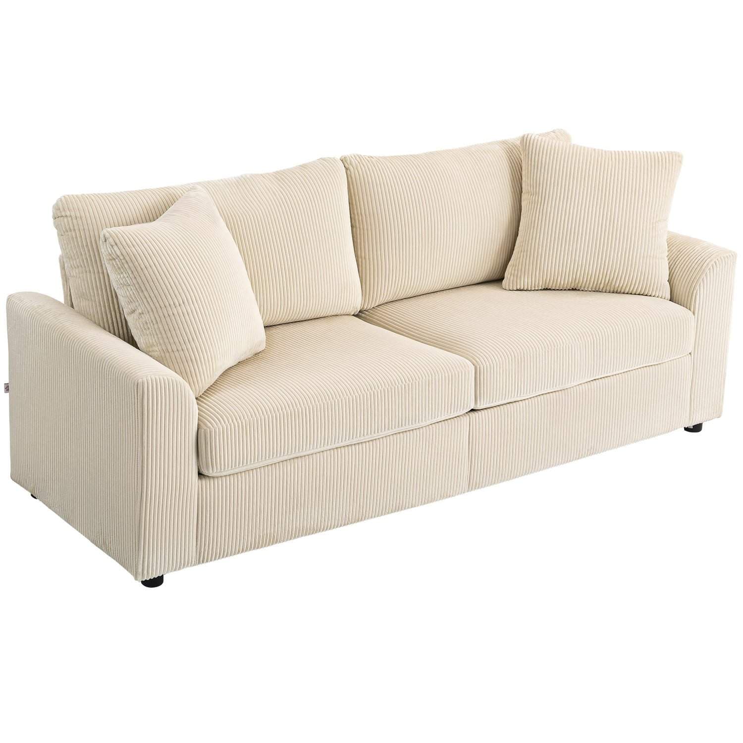 3-personers snoresofa med hynder – Cremehvid, 212 cm