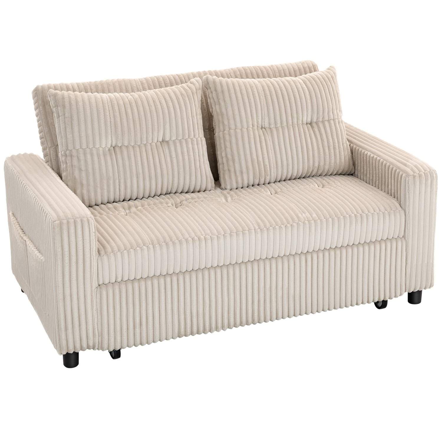 Sovesofa med 2 siddepladser, fløjlsstof, cremehvid