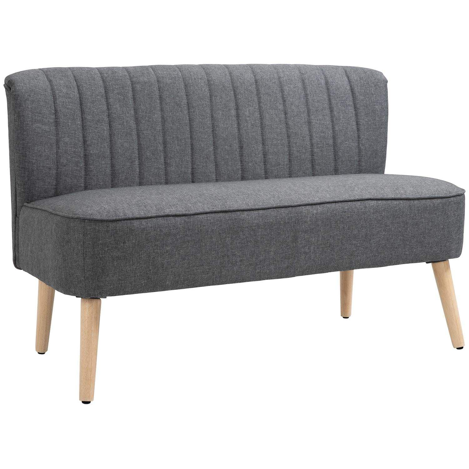 Grå 2-personers sofa – linnedlook, træstel, 117 cm