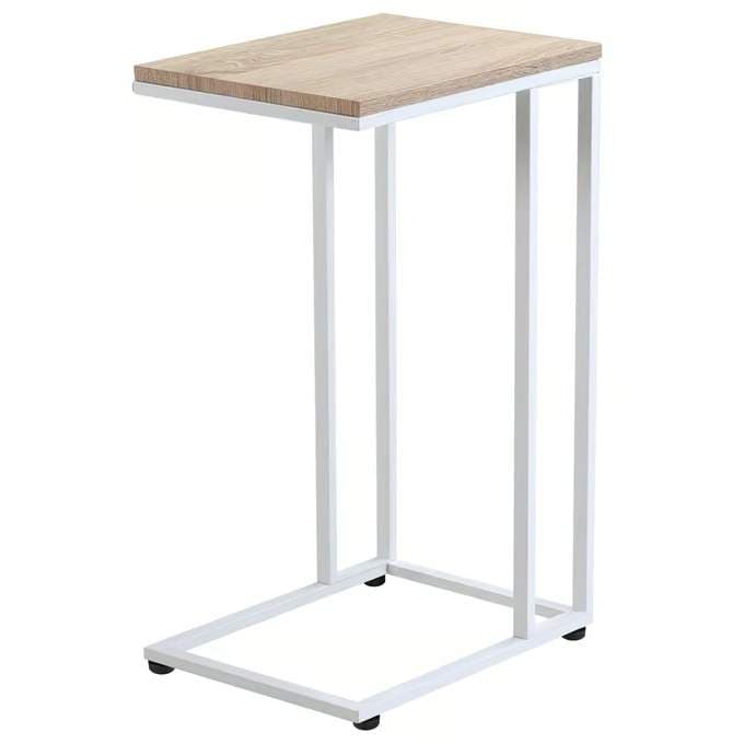 Sidebord med hjul, hvid, justerbar højde 40x30x61 cm