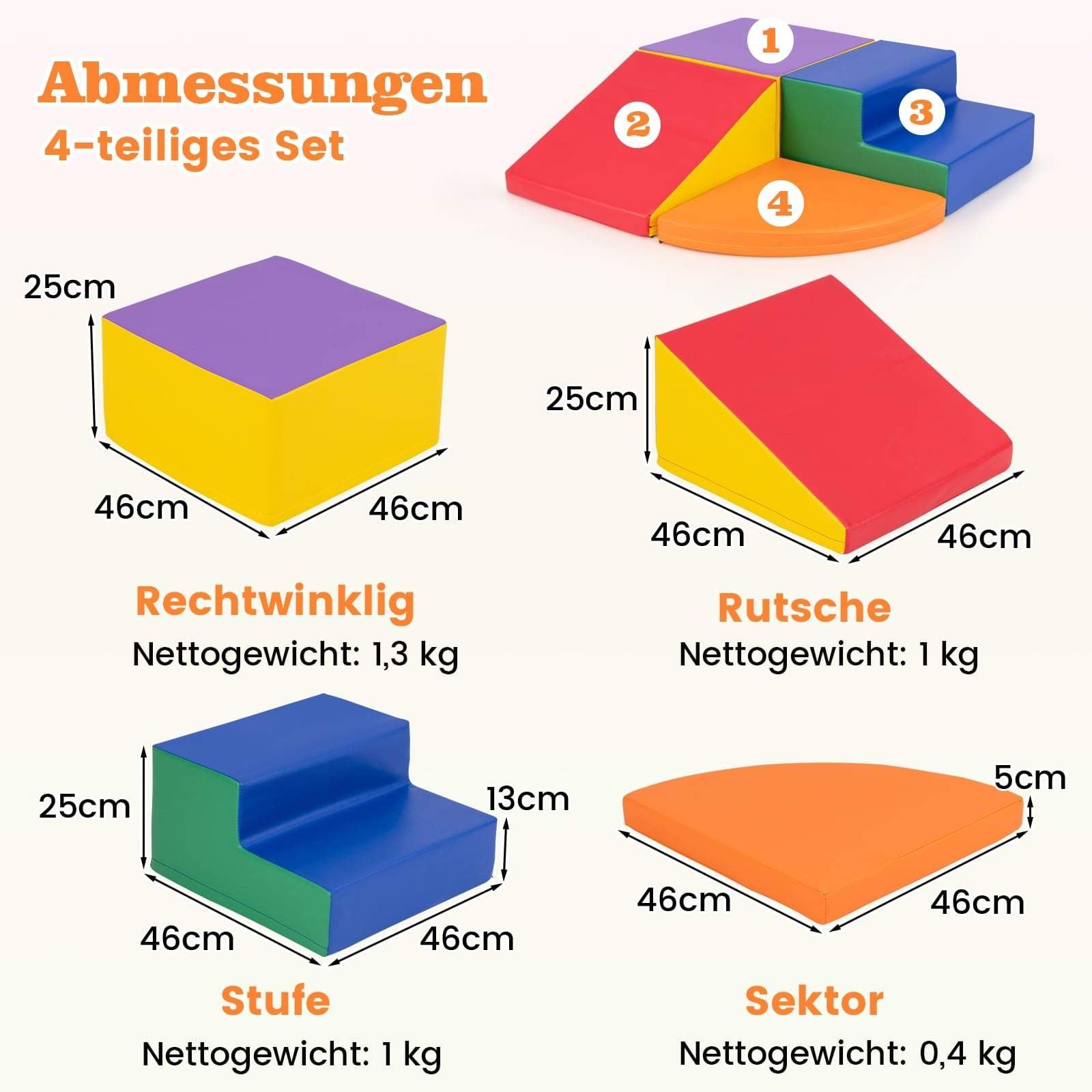 Skumlegeklodser – 4-delt klatre- og rutsjebane view 2