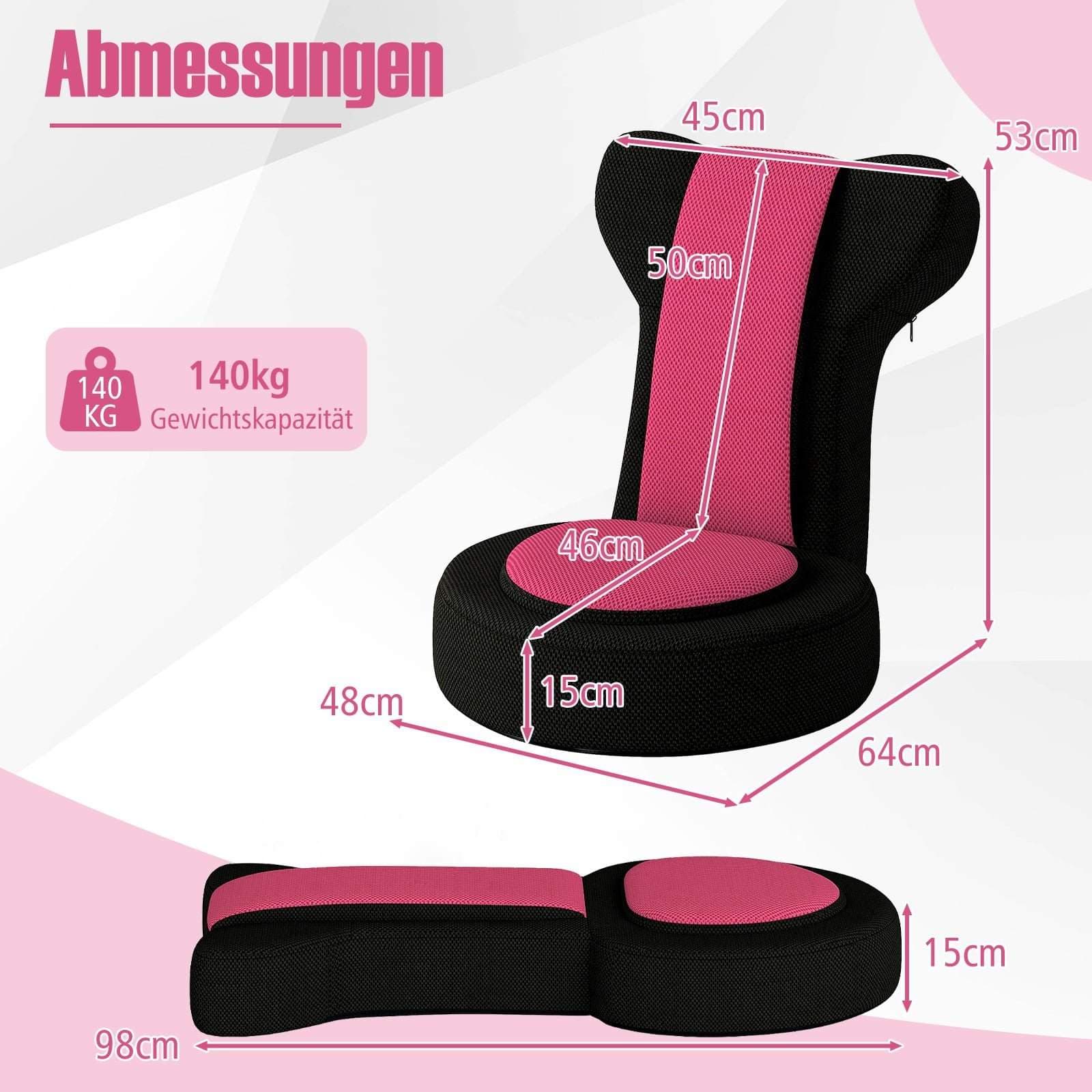 Justerbar gulvstol – Ergonomisk, åndbar, lyserød view 2