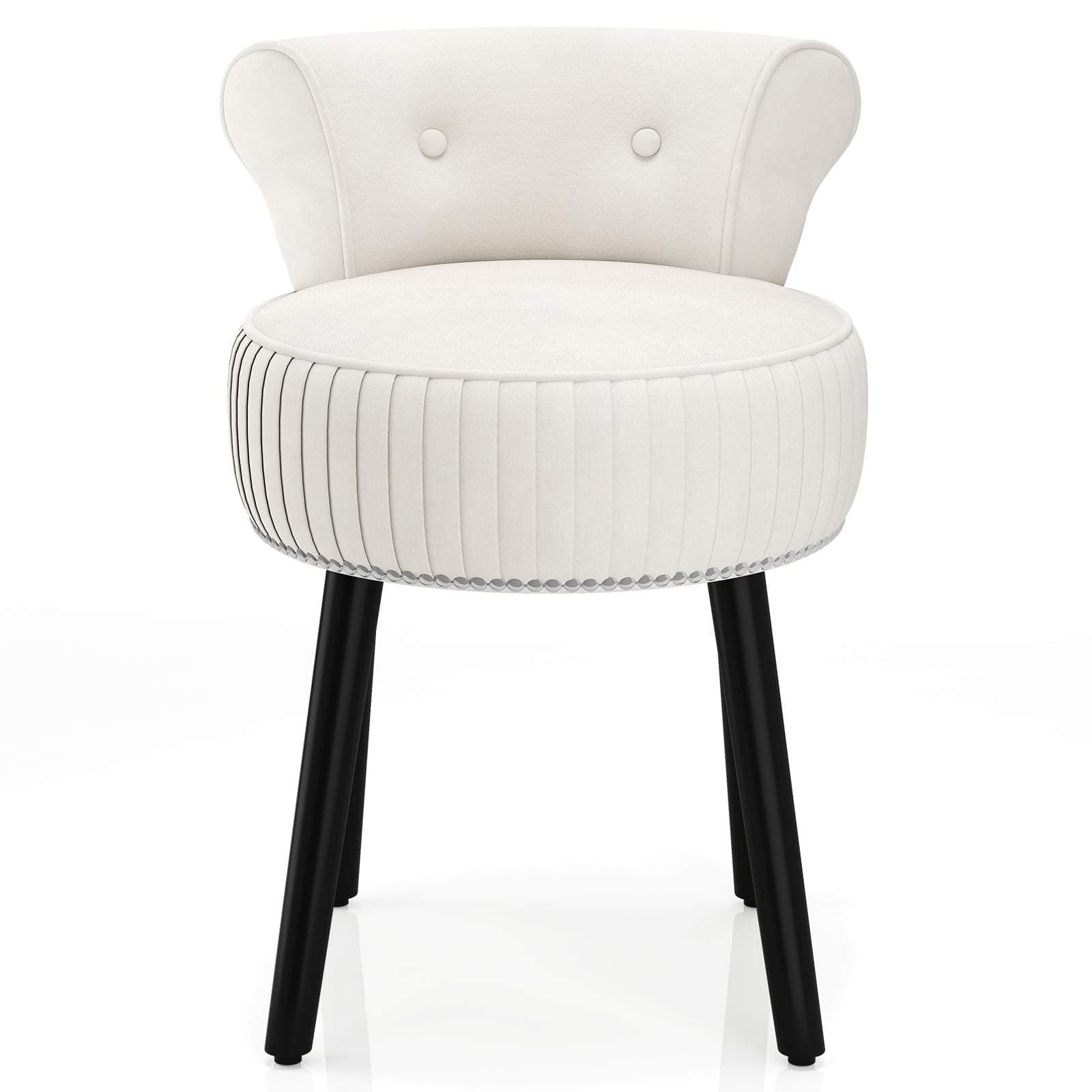 Fløjlsmøbelstol – Tuftet ryg, ergonomisk design, hvid