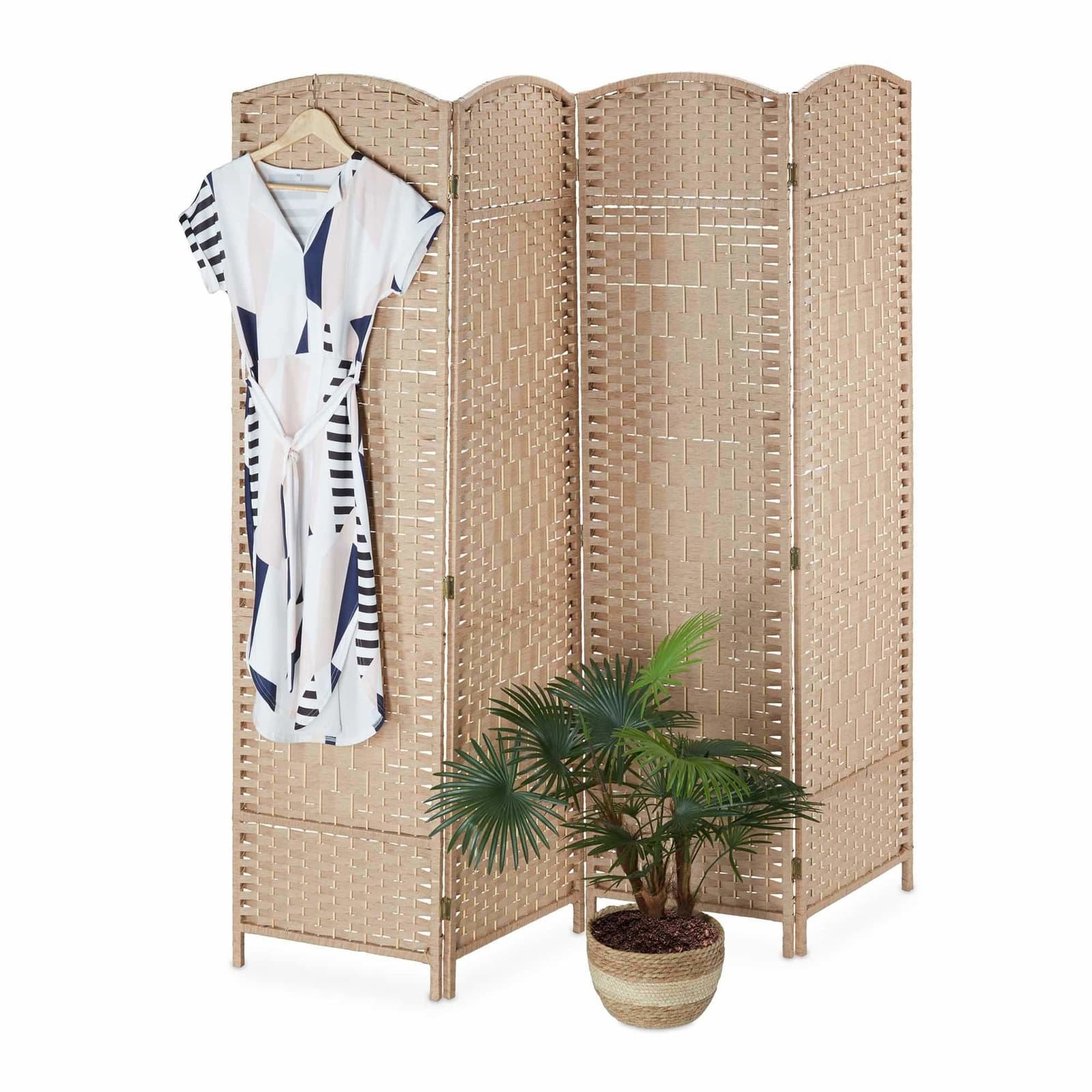 4-panel foldeskærm i naturlig farve