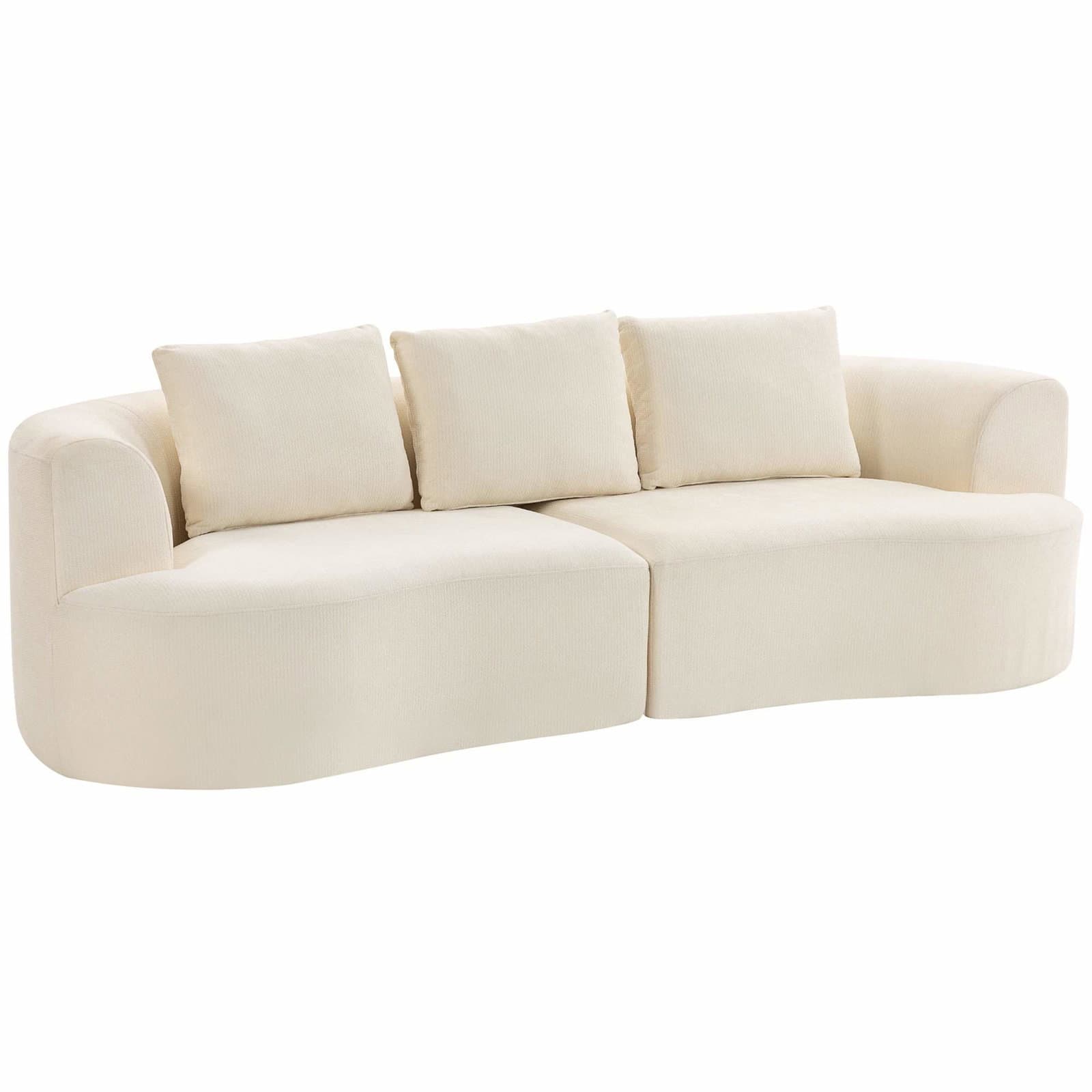 3-personers chenillesofa, 260 cm, bred sæde, cremehvid