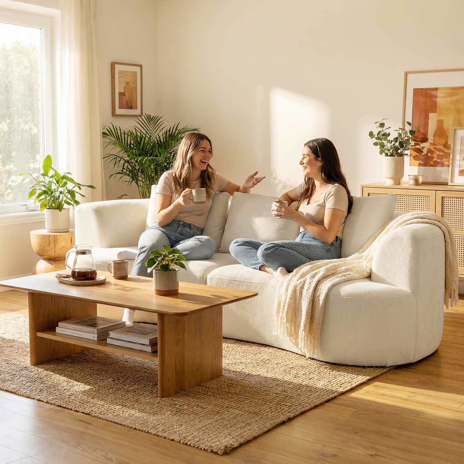 3-personers chenillesofa, 260 cm, bred sæde, cremehvid view 2