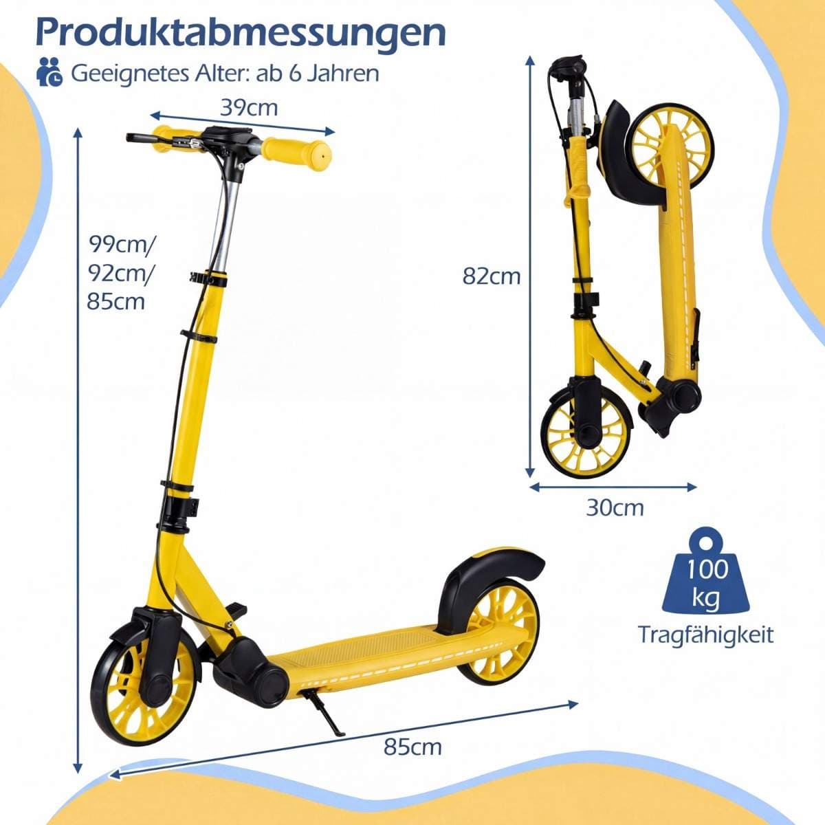 Sammenklappelig løbehjul med LED-hjul og justerbart styr view 2