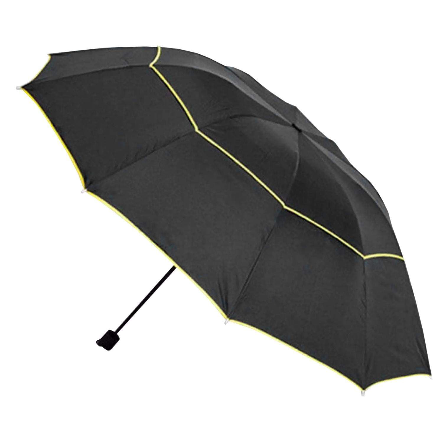 Paraply, Kompakt - 130 cm - Sort / Gul