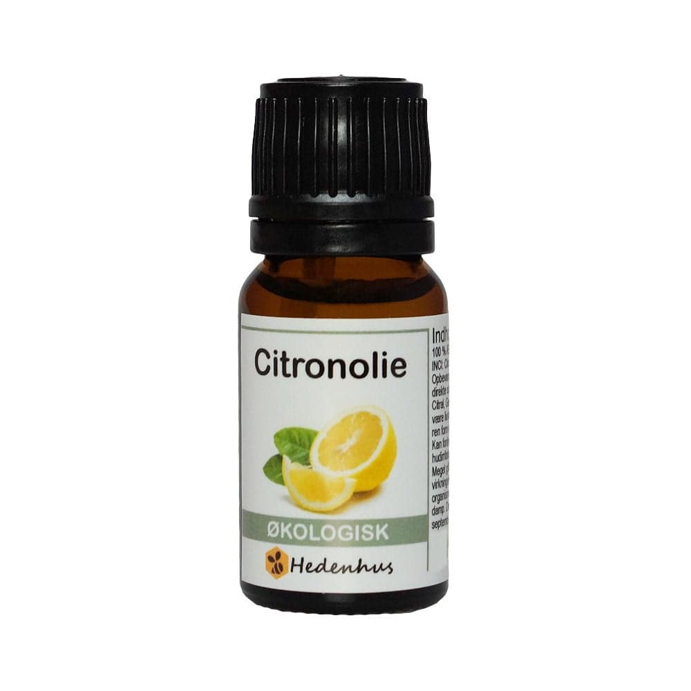 Æterisk Citronolie Økologisk 100 ml Koldpresset - Frisk duft, til hudpleje og aromaterapi - Hedenhus