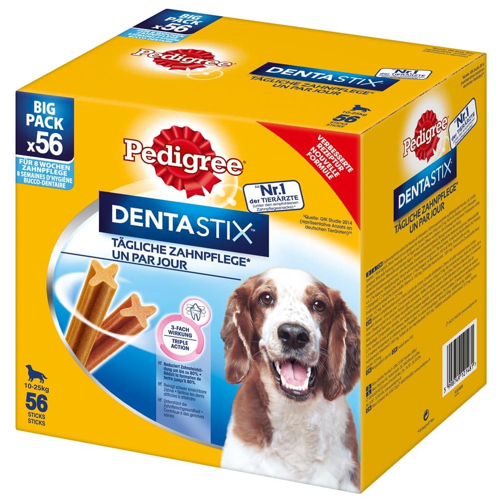 Økonomipakke: 168 x Pedigree DentaStix / Fresh - Dentastix x 112 + Dentastix Fresh x 56 - Large (>25 kg)