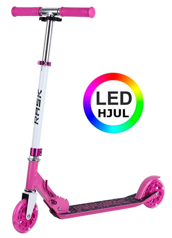 Pink Rask 120mm løbehjul med LED lys