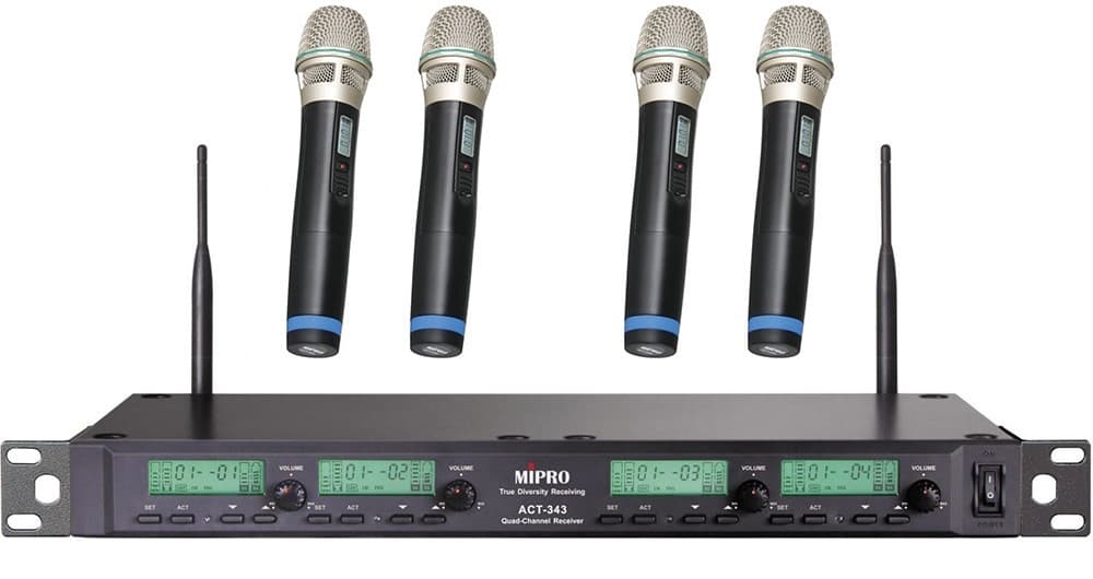 MIPRO ACT343 Trådløs Modtager 4 Kanals Inkl. Mikrofoner