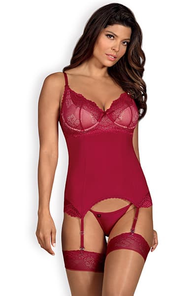 Obsessive Rosalyne Corset & Thong Red S/M
