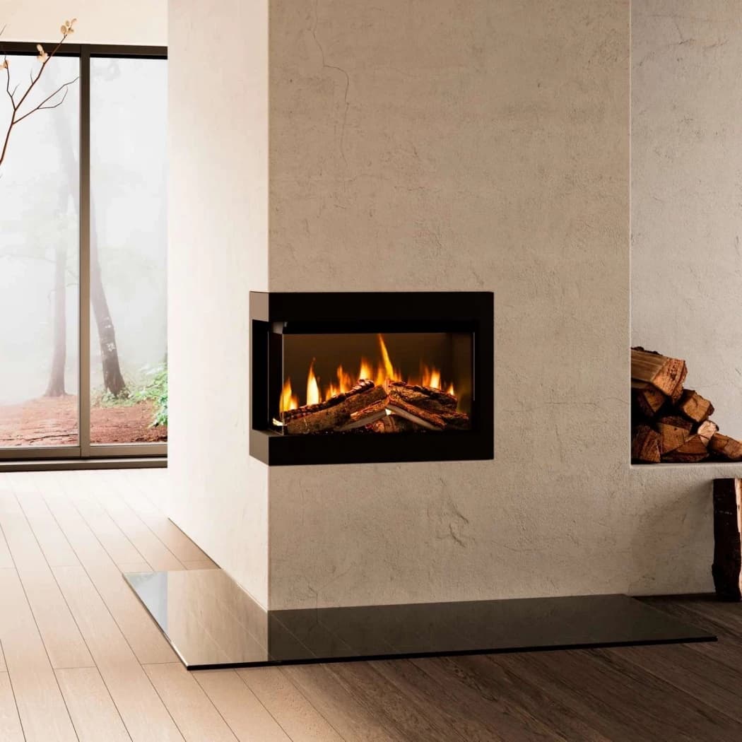 British Fires – Ashlett Indbygget Elpejs | Black Edition, Deluxe Real Logs dekoration, 1-2-3 Sidet Installation