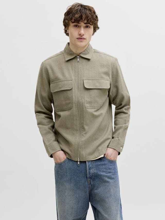 JPRBLURAYLE LINEN BLEND ZIP LS SHIR
