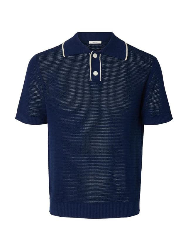 SLHJESSE SS KNIT OPEN STRUCTURE POL