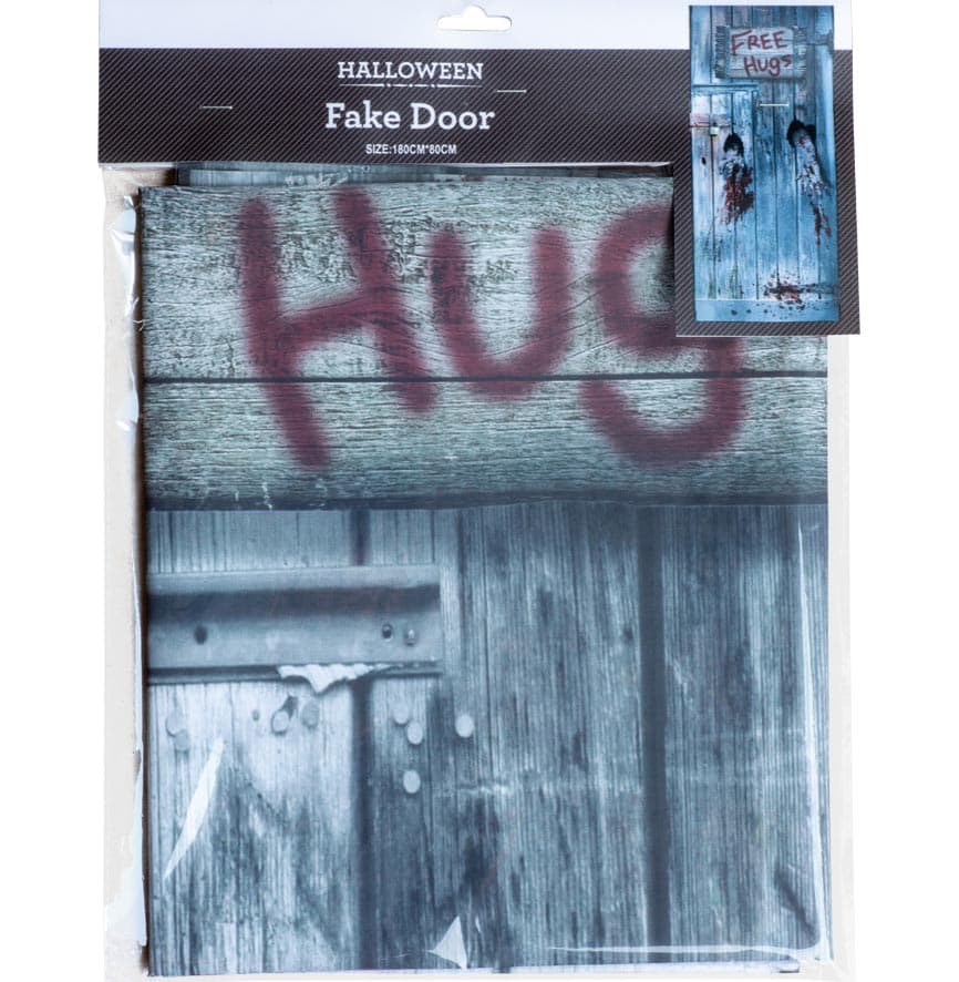 Falsk Halloween dørdekoration 180x80 cm. - FREE HUGS