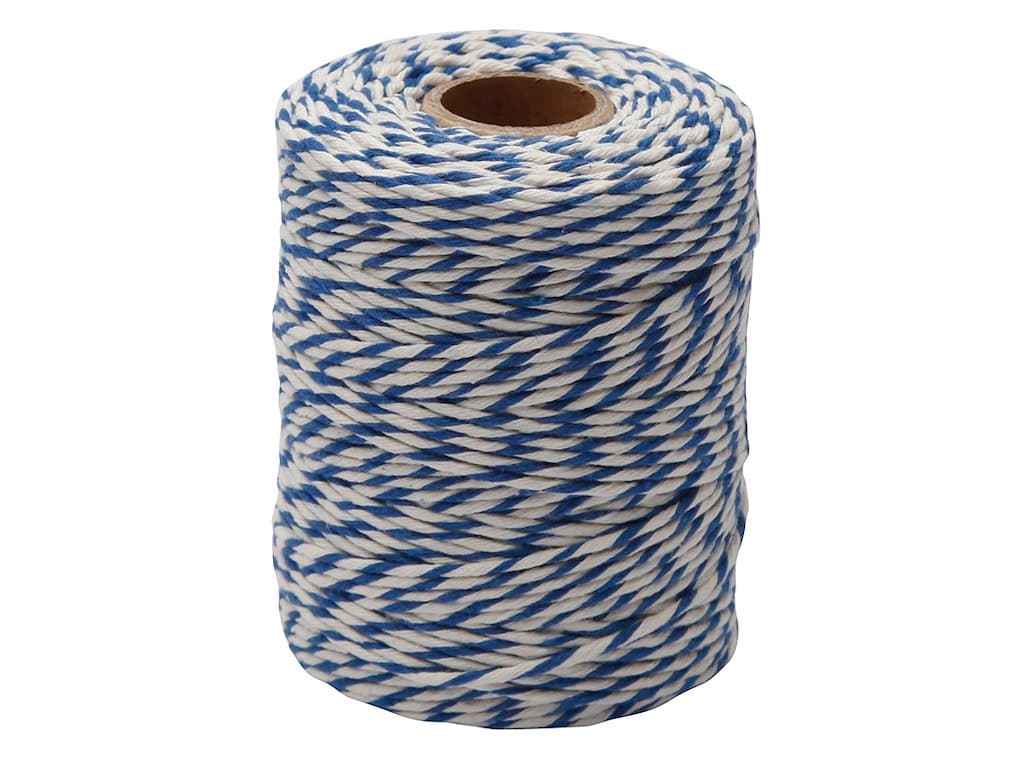 Rullepølsegarn Blå/hvid 250g