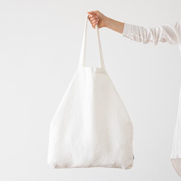 Indkøbstaske i hør, off white, Terra