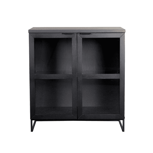 Rowico Home Everett Sort Vintrineskab m. Glas Låger 95 cm x 105 cm x 41 cm | Møbelsalg.dk