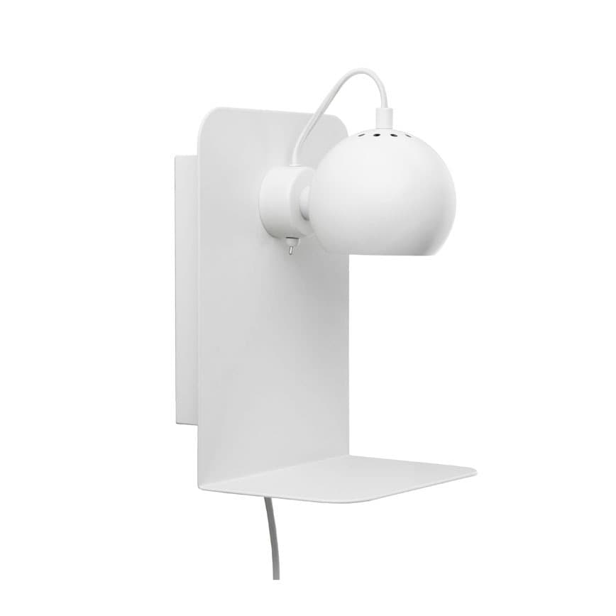 Ball væglampe med usb stik  mat hvid  e14 max 25w