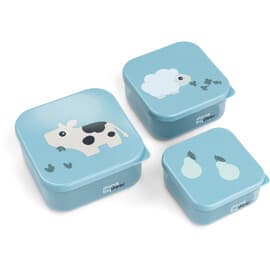 Done by Deer Snack Box S�t 3-pk Tiny Farm Blue