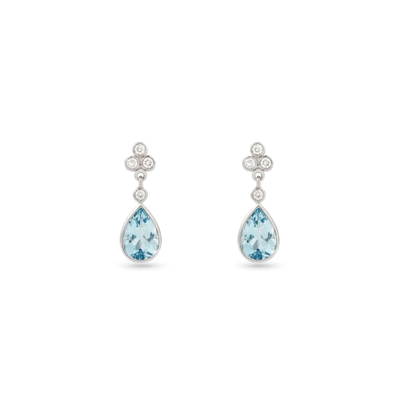 Aspinal of London Aphrodite Teardrop Aquamarine & Diamond Earrings