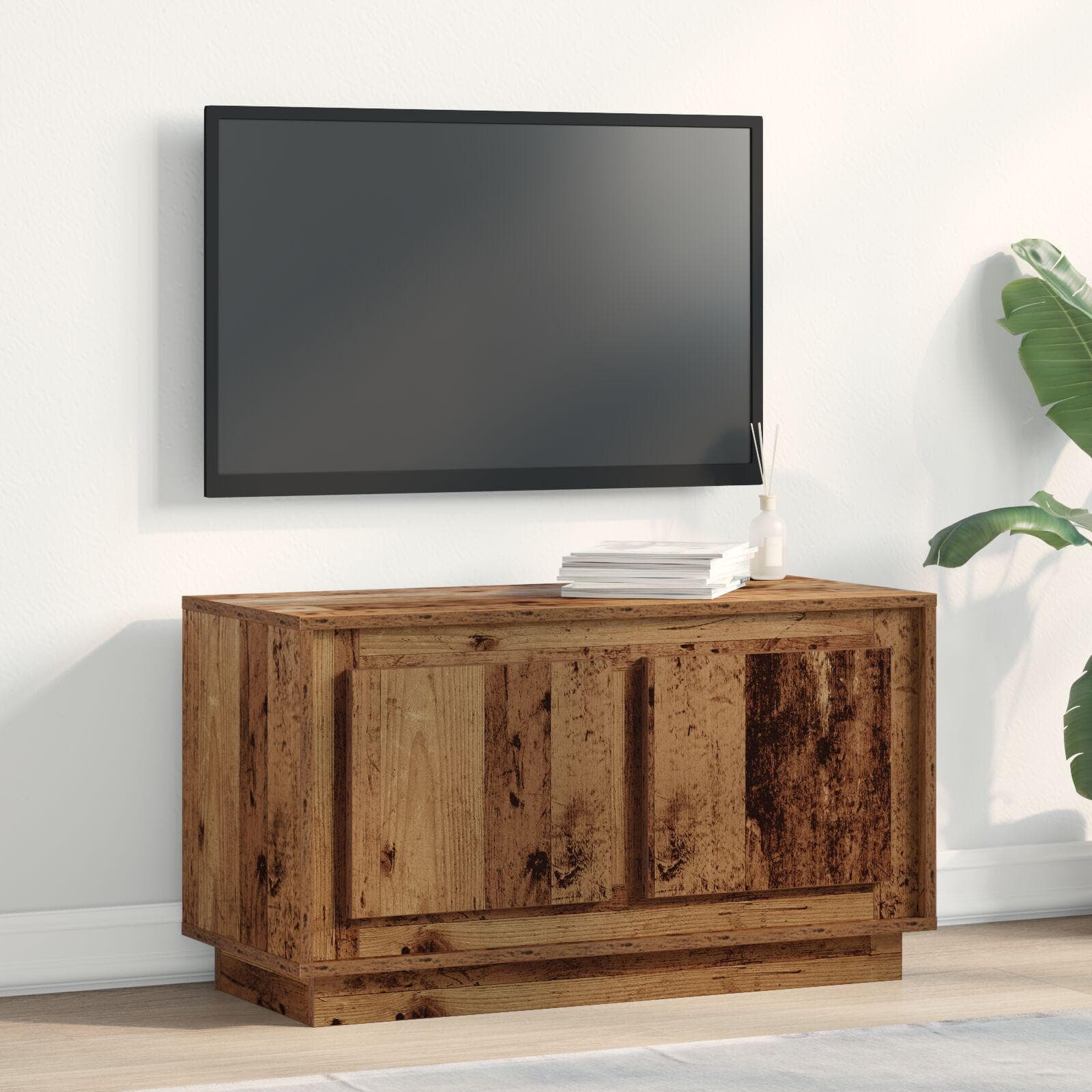TV-skab i gammelt trælook - 80 × 35 × 45 cm, konstrueret træ