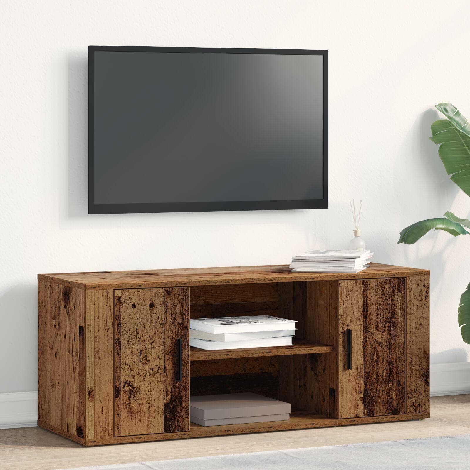 TV-bord i gammelt trælook 100 × 35 × 40 cm - konstrueret træ