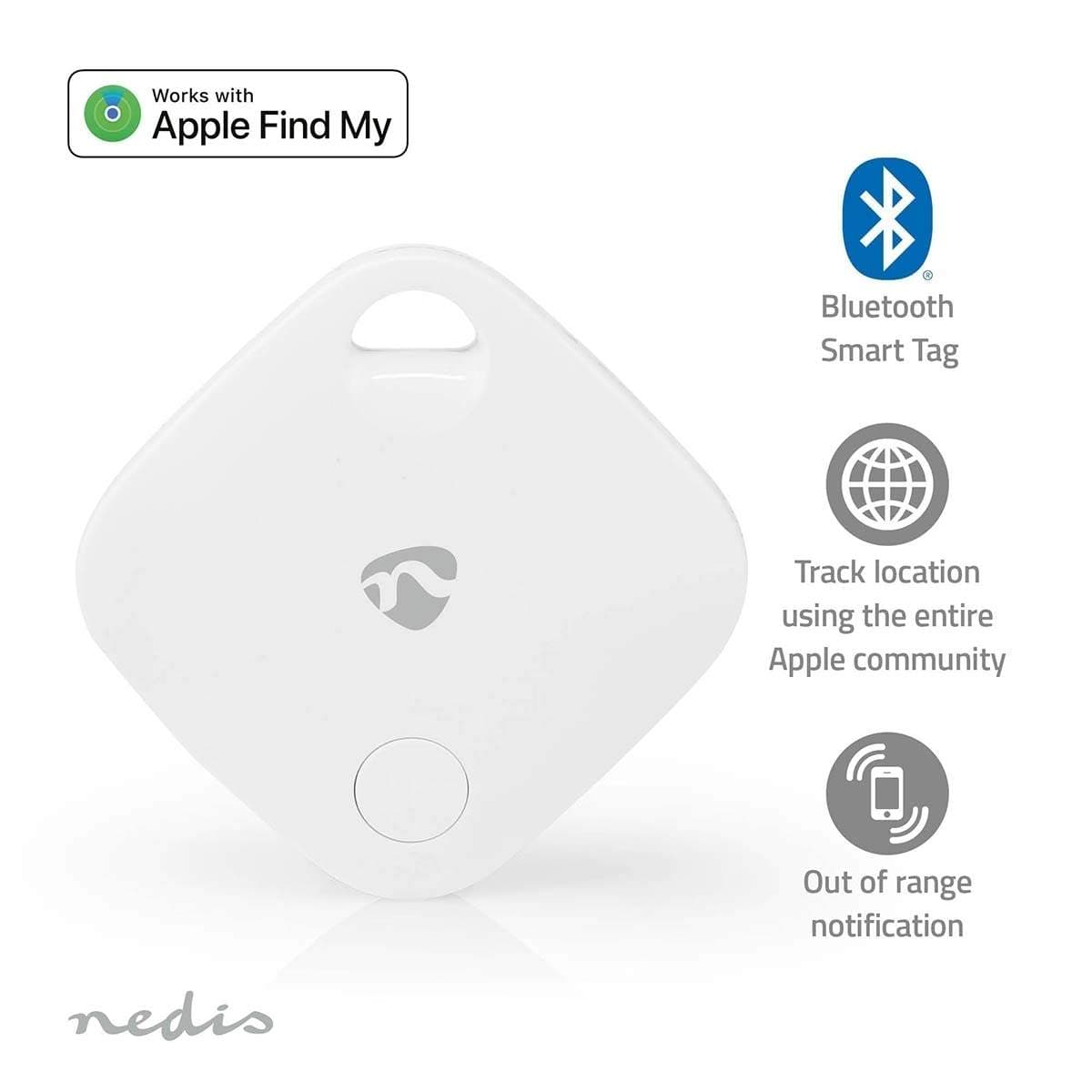 Nøglefinder | Kompatibel med: Apple Find My App | Batteri | 1x CR2032 | Batterier medfølger | Bluetooth® version: 5.1 | Batteri