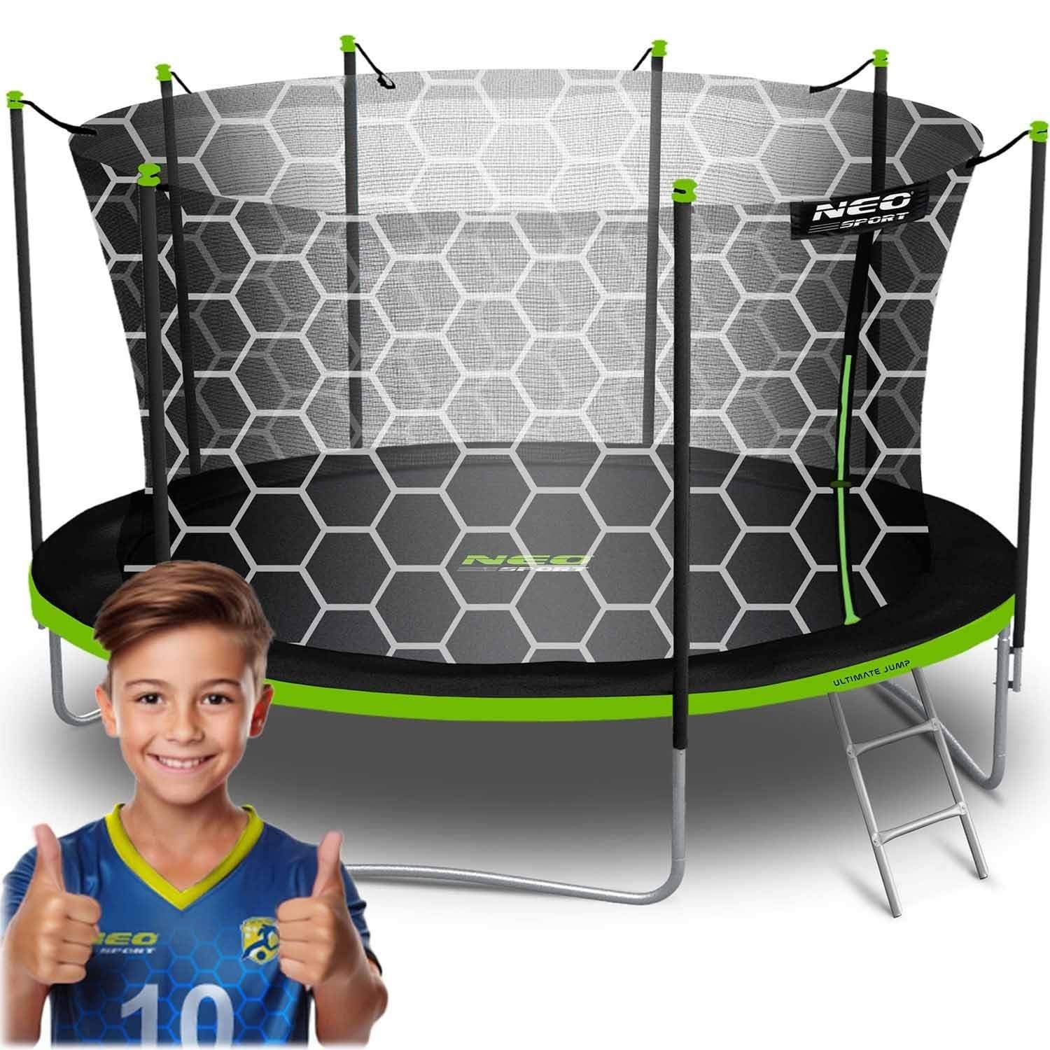 Havetrampolin 15ft/465cm med indvendigt net og stige Neo-Sport