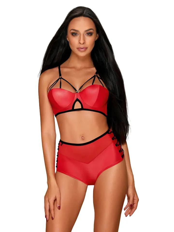 Obsessive Leatheria 2-pcs Set Red S/M
