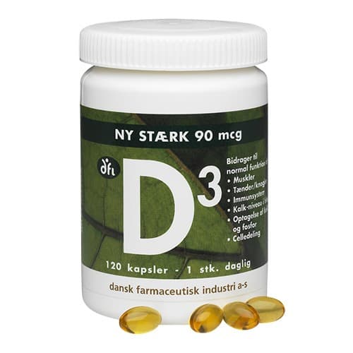 D3-vitamin 90 mcg - 120 kap - Grønne dfi vitaminer