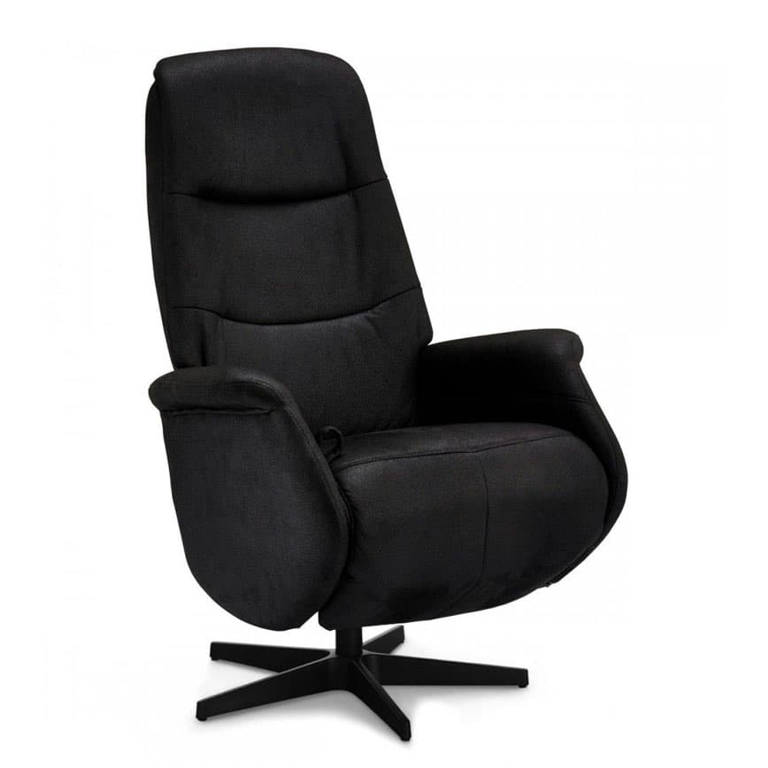 Delta recliner stol sort stof sort stel