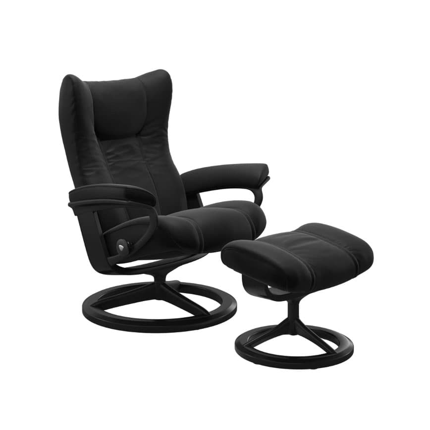 Wing stol M og skammel Paloma sort Signature stel mat sort 45/sortbejdset 05
